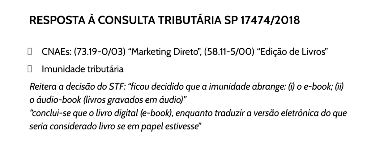 imagem que representa consulta tributária 17474/2018