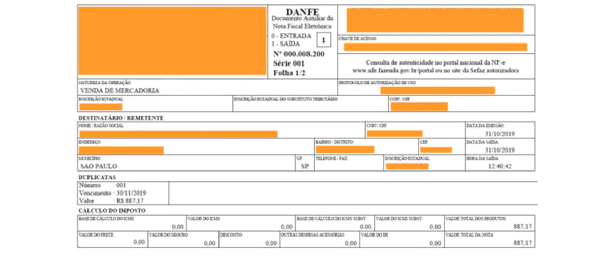 imagem que represente modelo de emissão de nota fiscal