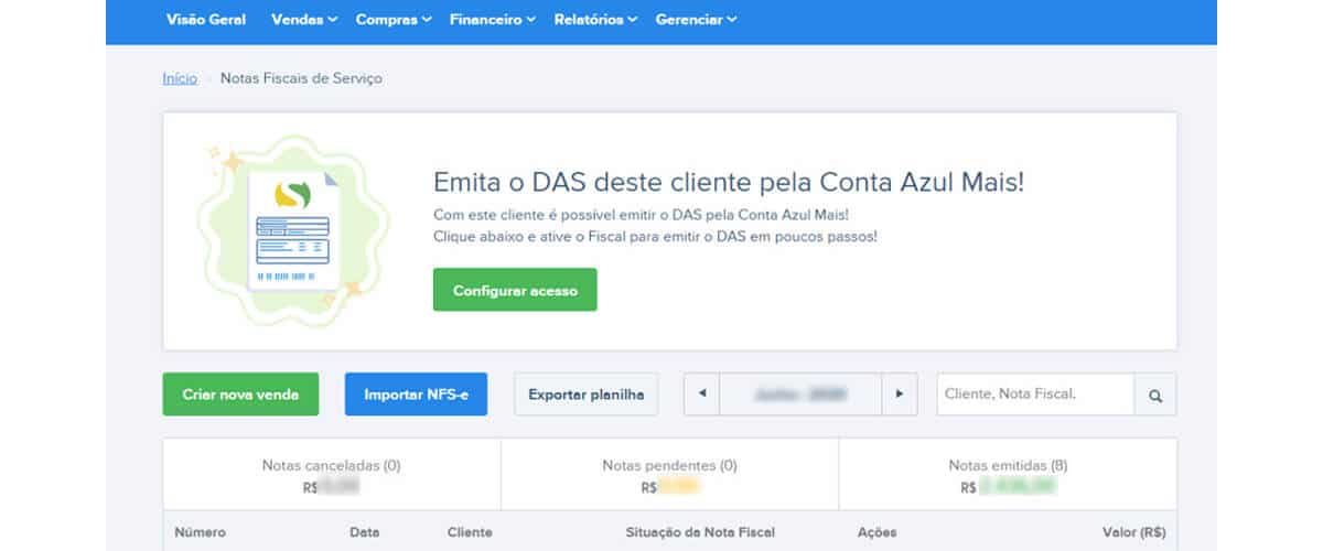 imagem que represente módulo serviços do site ContaAzul