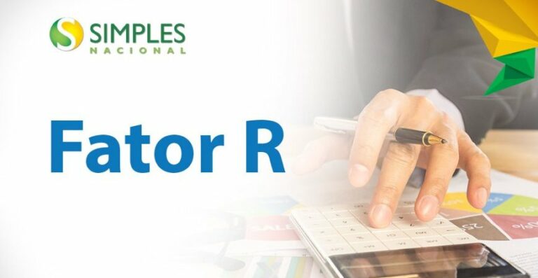 Imagem mostra símbolo do Fator R e logo do Simples Nacional