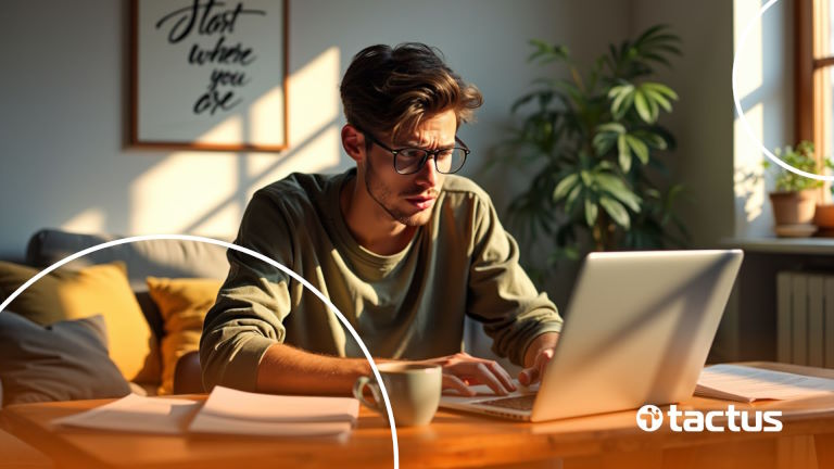Imagem mostra jovem empreendedor trabalhando em seu notebook em seu quarto, ilustrando a importância de escolher o CNAE de afiliado ao abrir sua empresa como afiliado digital